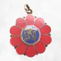 Bijou tibétain fleur imitation corail - Pendentifs tibétains bouddhistes
