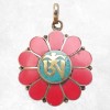 Bijou tibétain pendentif fleur couleur corail