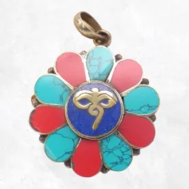 Bijou tibétain pendentif fleur Yeux du Bouddha - Pendentifs tibétains bouddhistes