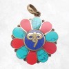 Bijou tibétain pendentif fleur Yeux du Bouddha