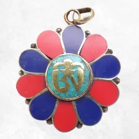 Pendentif tibétain fleur Om Tibétain - Pendentifs tibétains bouddhistes