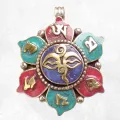 Pendentif tibétain Fleur Yeux du Bouddha - Pendentifs tibétains bouddhistes