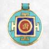Pendentif bouddhiste Om tibétain laiton turquoise