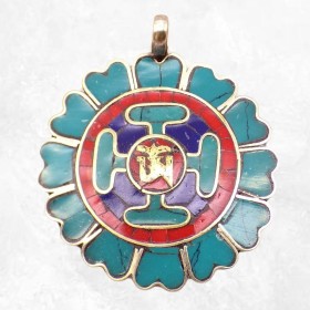 Pendentif tibétain symboles bouddhistes