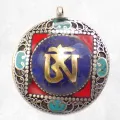 Gros pendentif tibétain Om éclats de pierres - Pendentifs tibétains bouddhistes