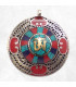 Bijou Pendentif tibétain bouddhiste rond multicolore