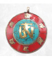 Pendentif tibétain Om – Mantra sacré et éclats de pierres naturelles