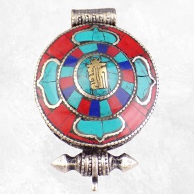 Pendentif bouddhiste ghau Kalachakra en Corail