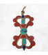 Pendentif tibétain dordjé vajra bouddhiste couleur corail