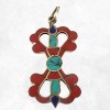 Pendentif tibétain dordjé vajra bouddhiste couleur corail