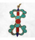 Pendentif tibétain Dordjé vajra couleur turquoise