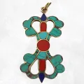 Pendentif tibétain Dordjé vajra couleur turquoise - Pendentifs tibétains bouddhistes
