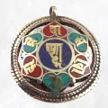 Pendentif tibétain réversible Om et Kalachakra - Pendentifs tibétains bouddhistes
