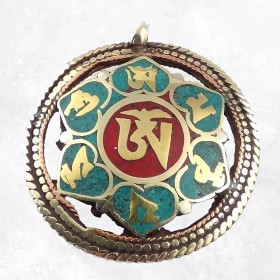 Pendentif tibétain réversible symbole Kalachakra