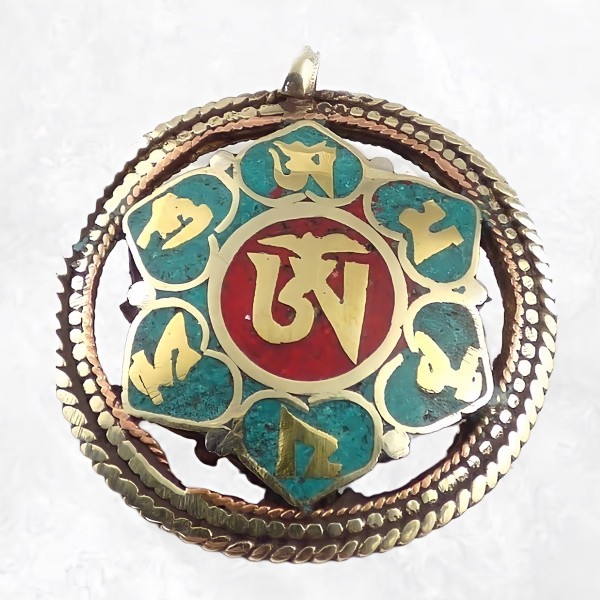 Pendentif tibétain réversible symbole Kalachakra