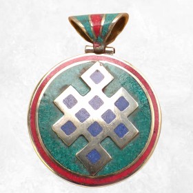 Grand pendentif tibétain Noeud infini