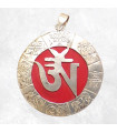 Pendentif tibétain Om sur fond rouge Bijoux tibetains bouddhistes 2668.1