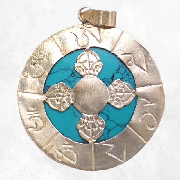 Bijou tibétain pendentif double dorje - Pendentifs tibétains bouddhistes