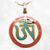 Pendentif tibétain cercle rouge et vert