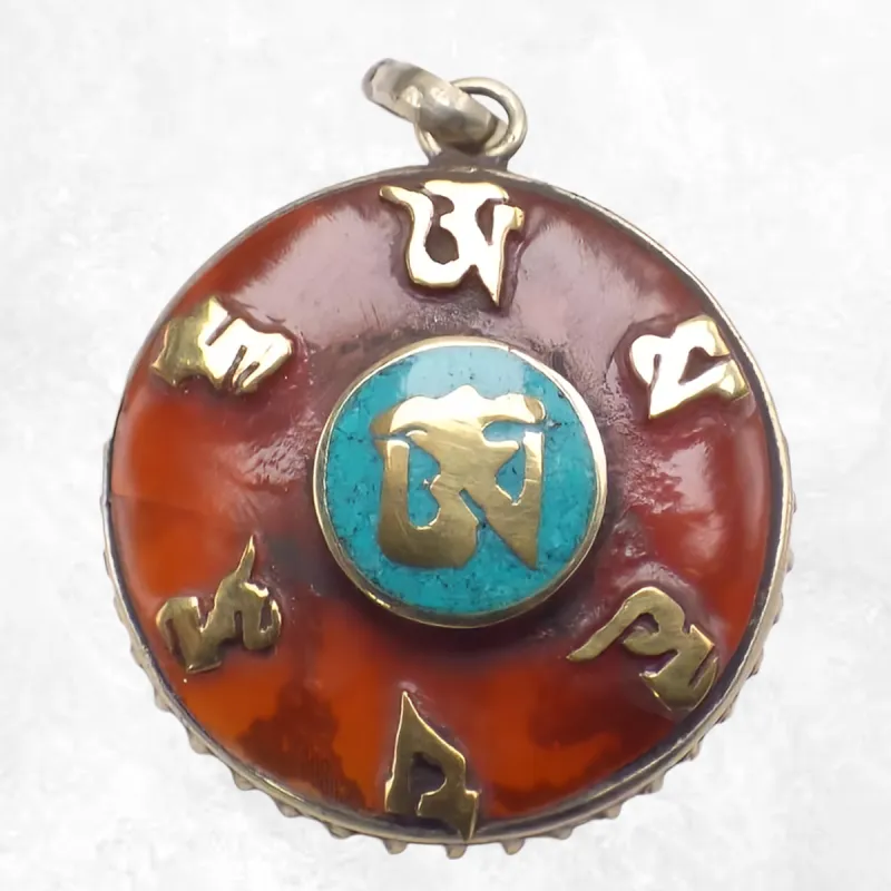 Pendentif tibétain réversible symbole Om - Pendentifs tibétains bouddhistes