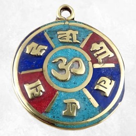 Pendentif tibétain médaillon Om ou kalachakra