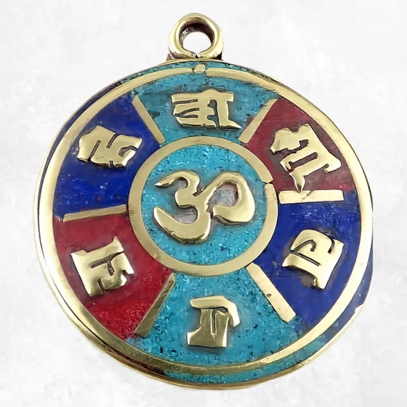 Pendentif tibétain médaillon Om ou kalachakra - Pendentifs tibétains bouddhistes