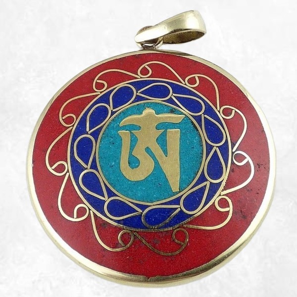 Pendentif bouddhiste réversible Om Tibétain