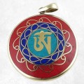 Pendentif bouddhiste réversible – Om tibétain & Yeux du Bouddha