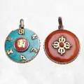 Pendentif tibétain réversible Om et Dordjé - Pendentifs tibétains bouddhistes