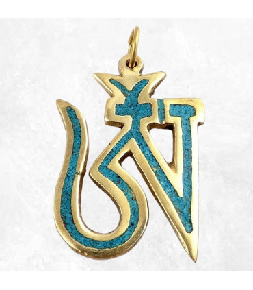 Bijou bouddhiste pendentif OM TIBETAIN en turquoise Bijoux tibetains bouddhistes ref 3600