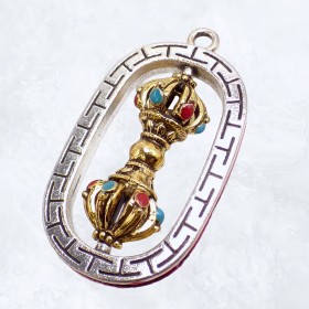 Bijou tibétain pendentif Dordjé 6 branches Cloches et dorjé tibétains PAP5
