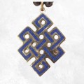 Collier tibétain pendentif Noeud sans fin bleu lapis Bijoux tibetains bouddhistes ref 3701