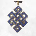 Collier tibétain pendentif Noeud sans fin bleu lapis - Colliers tibétains et népalais