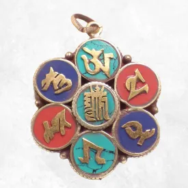 Bijou tibétain pendentif Kalachakra et mantra - Pendentifs tibétains bouddhistes