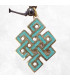 Collier tibétain pendentif Noeud sans fin turquoise