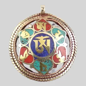 Pendentif bouddhiste Om kalachakra 2 faces - Pendentifs tibétains bouddhistes