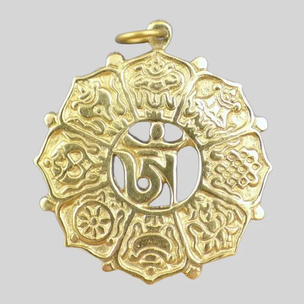 Pendentif tibétain en laiton Om - Pendentifs tibétains bouddhistes