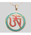 Pendentif bouddhiste Om tibétain – Métal sans nickel et pierres 