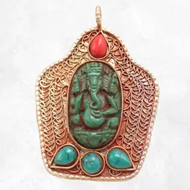 Pendentif tibétain Ganesh plaqué or - Pendentifs tibétains bouddhistes