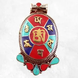 Pendentif tibétain Om et mantra de Chenrezi - Pendentifs tibétains bouddhistes
