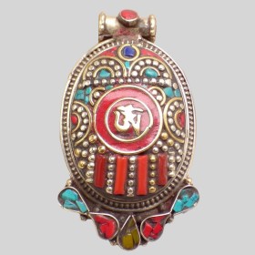 Gros pendentif tibétain bouddhiste Om