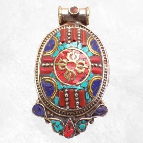 Gros pendentif tibétain bouddhiste Dordjé varja