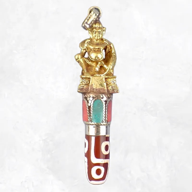 Pendentif tibétain Dieu indien perle de Dzi - Pendentifs tibétains bouddhistes