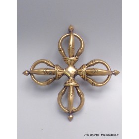 Double dorje varja bouddhiste 5 branches 11 cm Cloches et dorjé tibétains DV3
