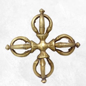 Double dorje varja bouddhiste 5 branches 11 cm Cloches et dorjé tibétains DV3