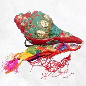 Conque tibétaine de cérémonie 1,2 kg - Authentique fait main - Objets rituels bouddhistes