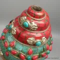 Conque tibétaine de cérémonie 1,2 kg - Authentique fait main - Objets rituels bouddhistes