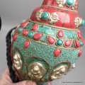 Conque tibétaine de cérémonie 1,2 kg - Authentique fait main - Objets rituels bouddhistes