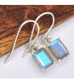 Boucles d'oreilles Labradorite bleue rectangulaires 