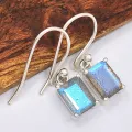 Boucles d'oreilles Labradorite bleue rectangulaires - Bijoux en Labradorite Bleue
